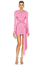 THE ATTICO Fran Mini Dress in Shocking Pink, view 1, click to view large image.