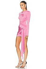 THE ATTICO Fran Mini Dress in Shocking Pink, view 3, click to view large image.