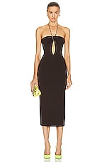 THE ATTICO Giona Midi Dress in Dark Brown, view 1, click to view large image.