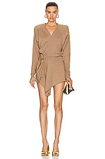THE ATTICO Hurely Mini Dress in Camel, view 1, click to view large image.