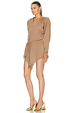 THE ATTICO Hurely Mini Dress in Camel, view 3, click to view large image.