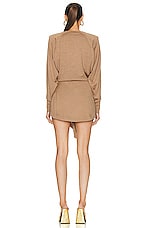 THE ATTICO Hurely Mini Dress in Camel, view 4, click to view large image.