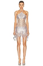 THE ATTICO Adriel Mini Dress in Silver, view 1, click to view large image.
