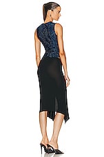 THE ATTICO Mirna Midi Dress in Blue & Black, view 3, click to view large image.