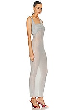 THE ATTICO Hotfixed Crystal Midi Dress in Pearl Grey, view 2, click to view large image.