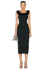 THE ATTICO Boa Of Marabou Midi Dress in Black, view 1, click to view large image.