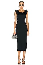 THE ATTICO Boa Of Marabou Midi Dress in Black, view 4, click to view large image.