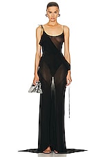 THE ATTICO Sheer Long Dress in Black, view 1, click to view large image.
