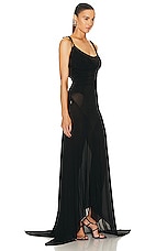 THE ATTICO Sheer Long Dress in Black, view 3, click to view large image.