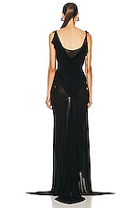 THE ATTICO Sheer Long Dress in Black, view 4, click to view large image.