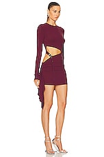 THE ATTICO Long Sleeve Mini Dress in Dark Grapes, view 2, click to view large image.