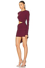 THE ATTICO Long Sleeve Mini Dress in Dark Grapes, view 3, click to view large image.