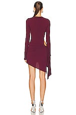 THE ATTICO Long Sleeve Mini Dress in Dark Grapes, view 4, click to view large image.
