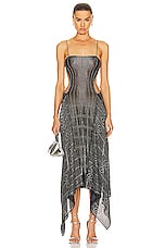 THE ATTICO Sleeveless Midi Dress in Black & Silver, view 1, click to view large image.