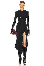 THE ATTICO Long Sleeve Midi Dress in Black, view 1, click to view large image.