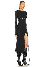THE ATTICO Long Sleeve Midi Dress in Black, view 2, click to view large image.