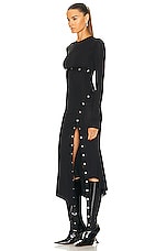 THE ATTICO Long Sleeve Midi Dress in Black, view 3, click to view large image.