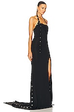 THE ATTICO Halter Neck Long Dress in Black, view 2, click to view large image.