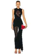 THE ATTICO Sleeveless Long Dress in Black, view 1, click to view large image.