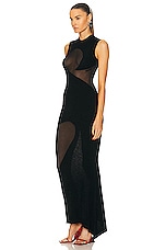 THE ATTICO Sleeveless Long Dress in Black, view 3, click to view large image.