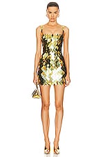 THE ATTICO Rue Mini Dress in Gold, view 1, click to view large image.