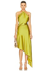 THE ATTICO Asymmetrical Mini Dress in Lime, view 1, click to view large image.