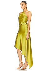 THE ATTICO Asymmetrical Mini Dress in Lime, view 3, click to view large image.