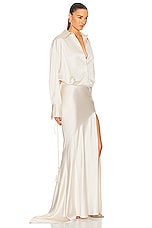 THE ATTICO Long Sleeve Long Dress in Milk, view 2, click to view large image.