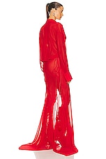 THE ATTICO Georgette Long Dress in Red, view 4, click to view large image.