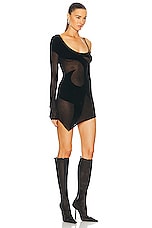 THE ATTICO Long Sleeve Mini Dress in Black, view 2, click to view large image.