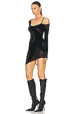 THE ATTICO Long Sleeve Mini Dress in Black, view 3, click to view large image.