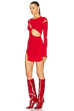 THE ATTICO Long Sleeve Mini Dress in Red, view 3, click to view large image.