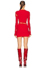 THE ATTICO Long Sleeve Mini Dress in Red, view 4, click to view large image.