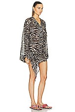 THE ATTICO Zebra Printed Dress in Cappuccino & Black, view 2, click to view large image.