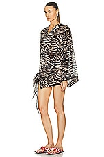 THE ATTICO Zebra Printed Dress in Cappuccino & Black, view 3, click to view large image.