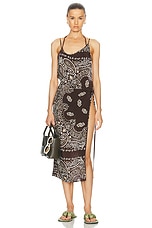 THE ATTICO Midi Dress in Brown, Beige, & White, view 1, click to view large image.