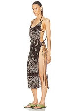 THE ATTICO Midi Dress in Brown, Beige, & White, view 3, click to view large image.