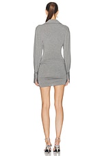 THE ATTICO Mini Shirt Dress in Grey, view 4, click to view large image.