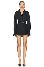 THE ATTICO Mini Shirt Dress in Black, view 1, click to view large image.