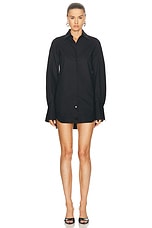 THE ATTICO Mini Shirt Dress in Black, view 2, click to view large image.