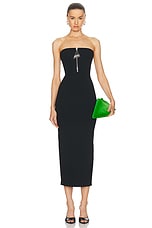 THE ATTICO Strapless Midi Dress in Black, view 1, click to view large image.