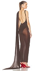 THE ATTICO Draped Midi Dress in Dark Brown, view 4, click to view large image.