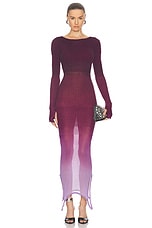 THE ATTICO Long Sleeve Midi Dress in Purple & Burgundy Degrade, view 1, click to view large image.