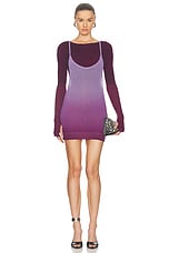 THE ATTICO Long Sleeve Midi Dress in Purple & Burgundy Degrade, view 2, click to view large image.
