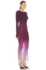 THE ATTICO Long Sleeve Midi Dress in Purple & Burgundy Degrade, view 3, click to view large image.