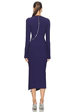 THE ATTICO Maxi Dress With Exposed Zipper in Blue, view 4, click to view large image.