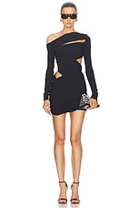 THE ATTICO Off Shoulder Mini Dress in Black, view 1, click to view large image.