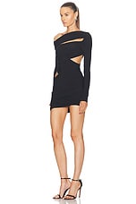 THE ATTICO Off Shoulder Mini Dress in Black, view 3, click to view large image.