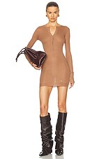 ワンピース THE ATTICO Ribbed mini dress Brown 250WCA00348 The Attico Ribbed Mini Dress in Brown | Lyst