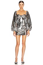 【関税込み】THE ATTICO SILVYE MINI DRESS THE ATTICO Lamé Mini Dress in Silver | FWRD